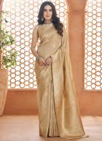 Banarasi Silk Beige Wedding Wear Weaving Saree